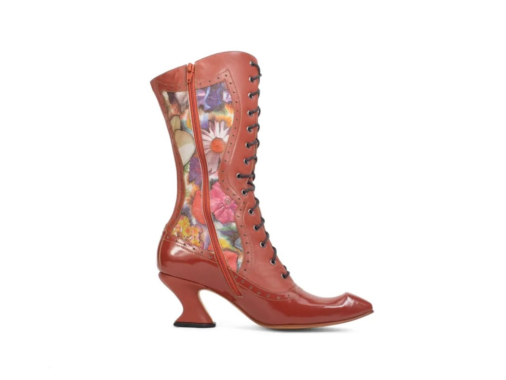 John Fluevog Chaminade - Floral/Brown | Vintage-Style Boots