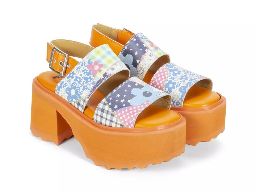 John Fluevog Razzle - Patchwork/Orange | Platform Sandals