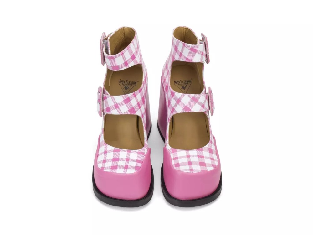 John Fluevog Dionna - Pink/White | Double-Strap Shoes