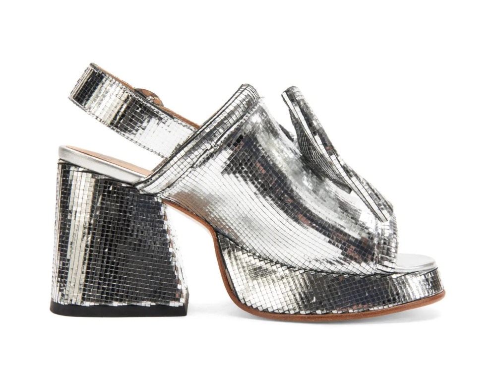 John Fluevog Rachel Burke - Silver Disco Ball | Slingback Platform Sandals