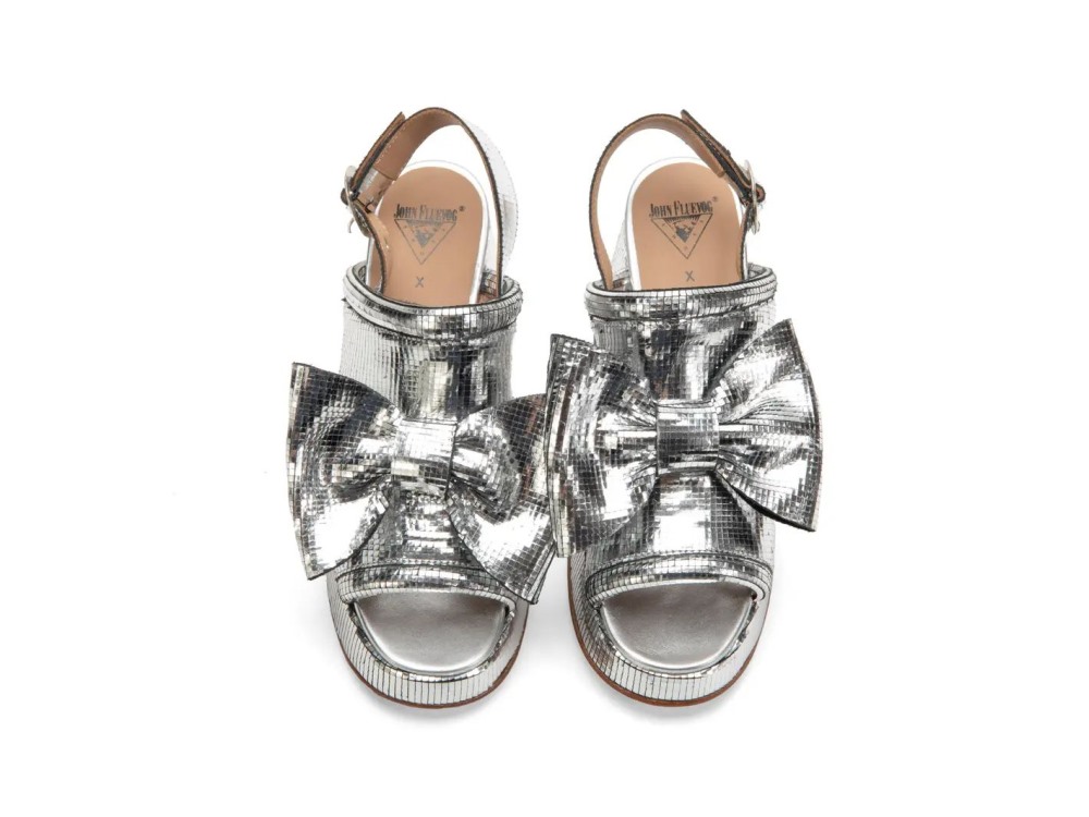 John Fluevog Rachel Burke - Silver Disco Ball | Slingback Platform Sandals
