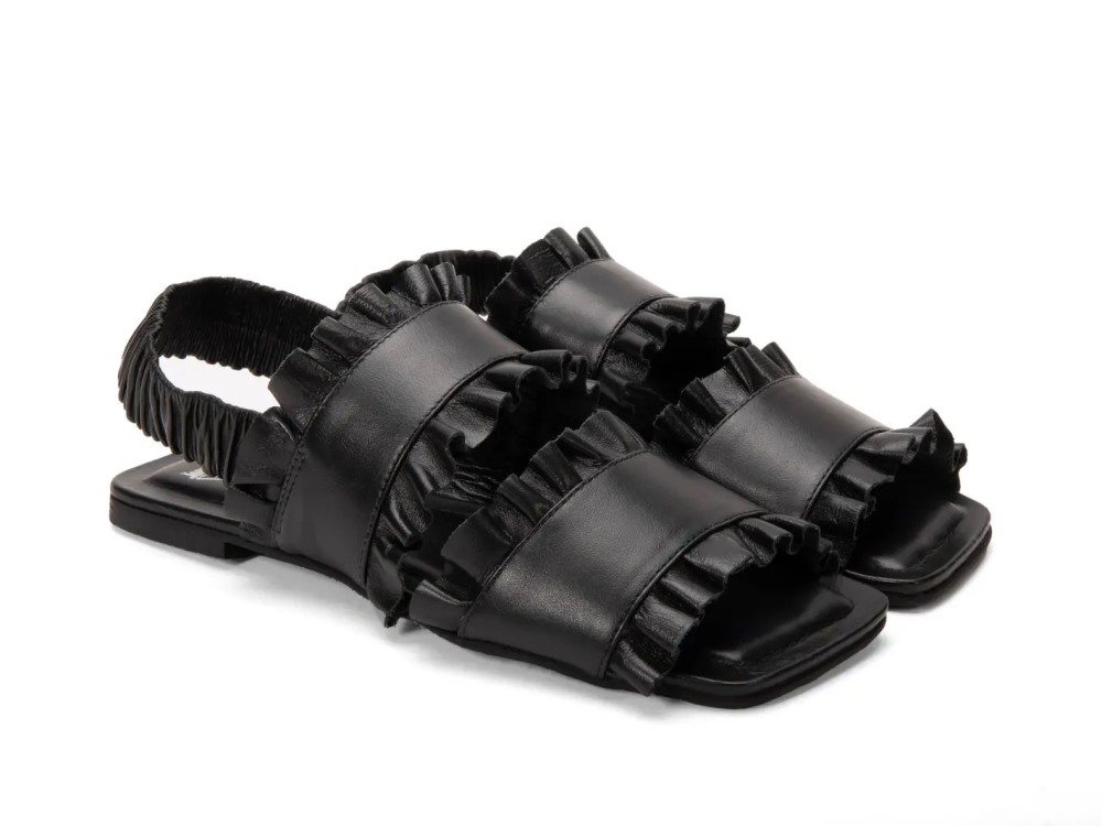 John Fluevog Iracema - Black | Flat Slingback Sandals