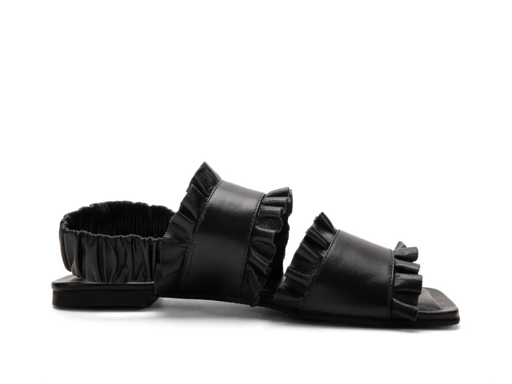 John Fluevog Iracema - Black | Flat Slingback Sandals