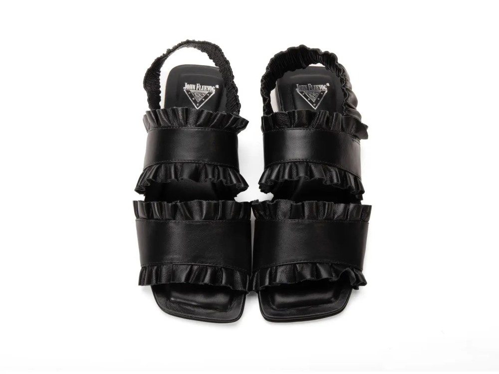 John Fluevog Iracema - Black | Flat Slingback Sandals