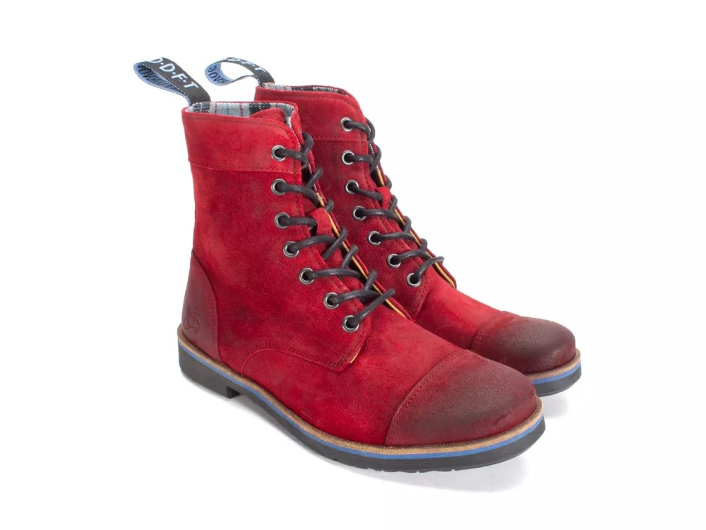 John Fluevog Edward - Red | Lace-Up Boots with Foldable Collar