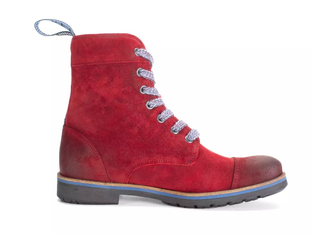 John Fluevog Edward - Red | Lace-Up Boots with Foldable Collar