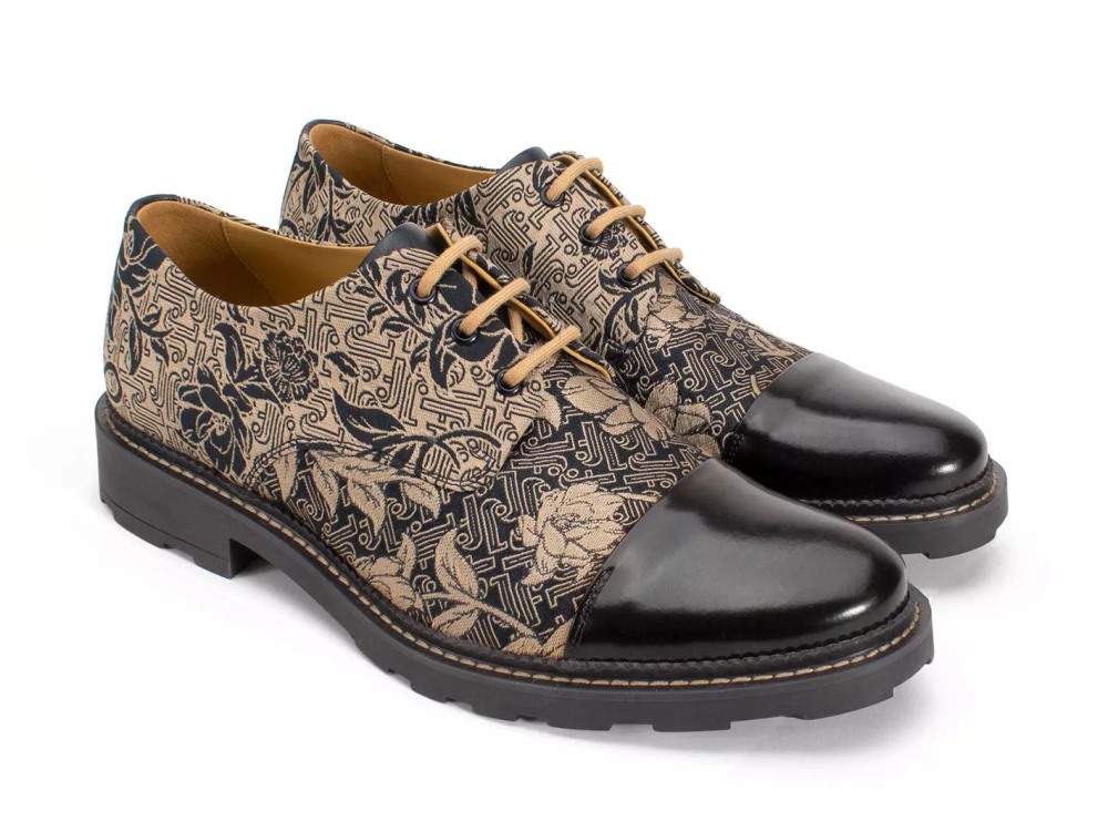 John Fluevog Oakland - Baroque Floral | Classic Toe-Capped Derby Shoes