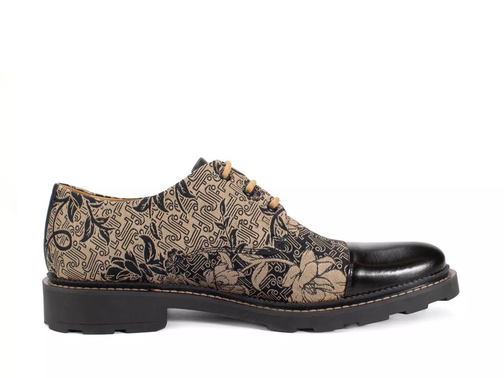 John Fluevog Oakland - Baroque Floral | Classic Toe-Capped Derby Shoes