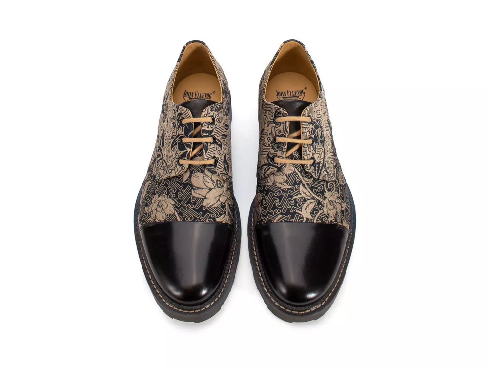 John Fluevog Oakland - Baroque Floral | Classic Toe-Capped Derby Shoes