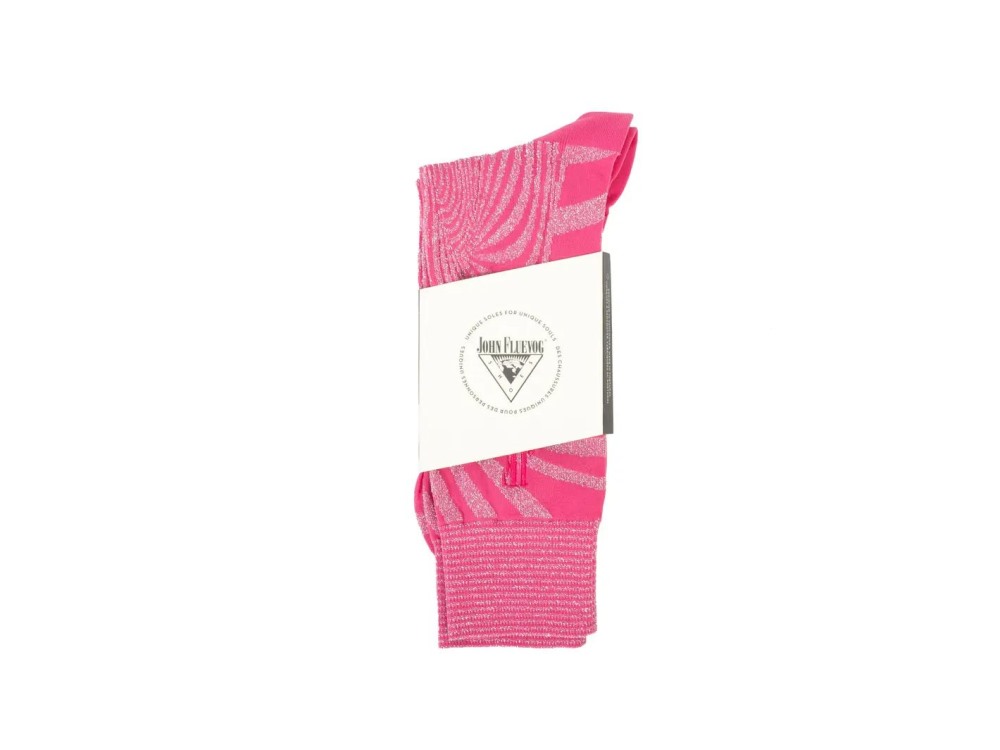 John Fluevog Ford Vog Socks - Fuchsia/Lurex | Optical illusion sock