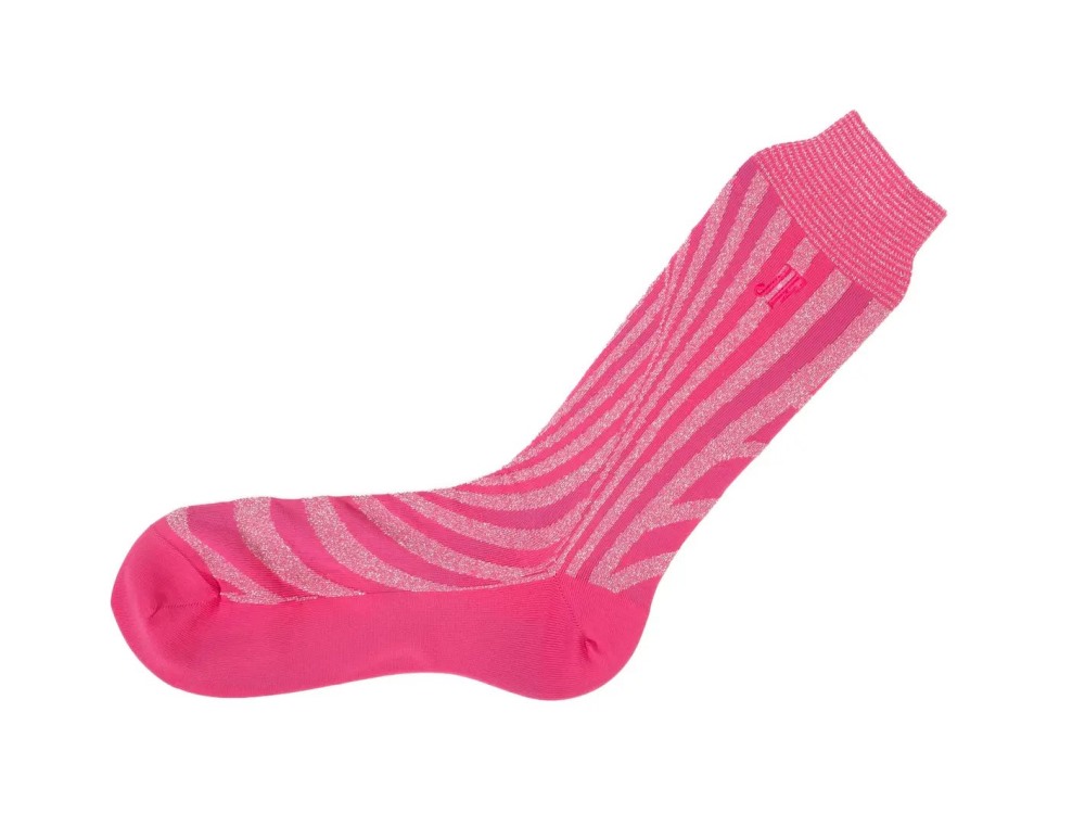 John Fluevog Ford Vog Socks - Fuchsia/Lurex | Optical illusion sock