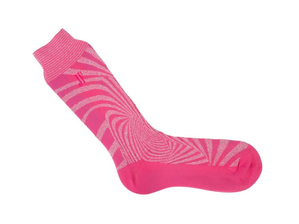 John Fluevog Ford Vog Socks - Fuchsia/Lurex | Optical illusion sock