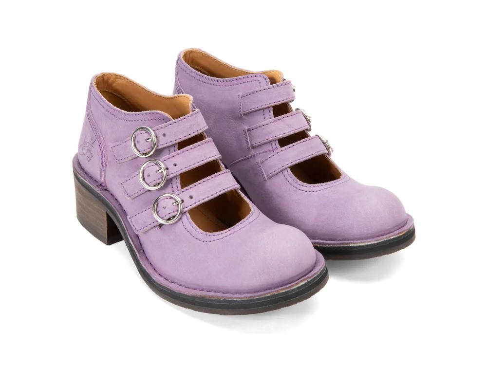 John Fluevog Phantom - Purple | Buckled Triple-Strap Shoes
