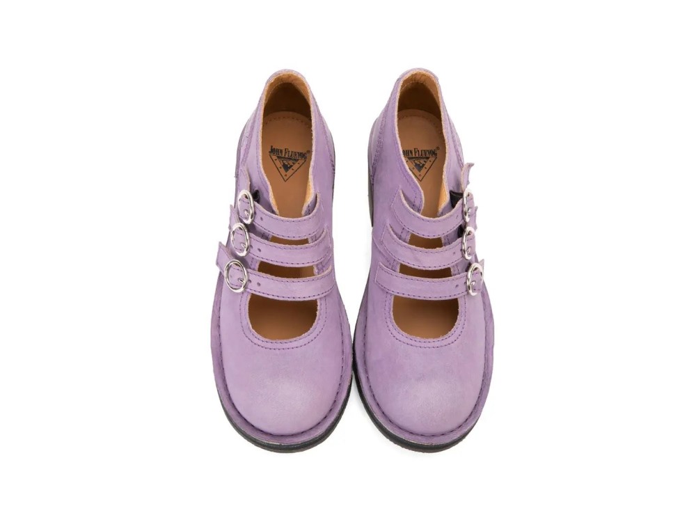 John Fluevog Phantom - Purple | Buckled Triple-Strap Shoes