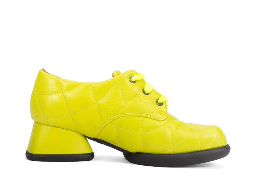 John Fluevog Maika - Neon Yellow | Quilted Lace-Up Heels