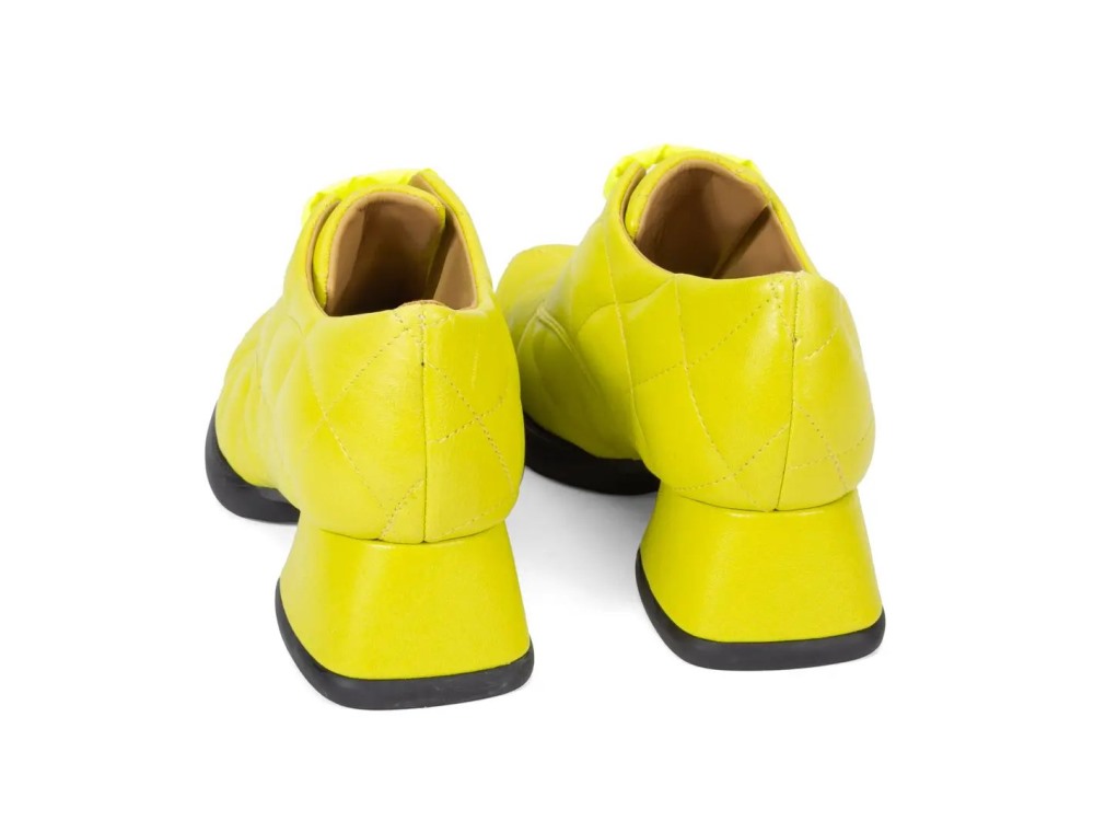 John Fluevog Maika - Neon Yellow | Quilted Lace-Up Heels