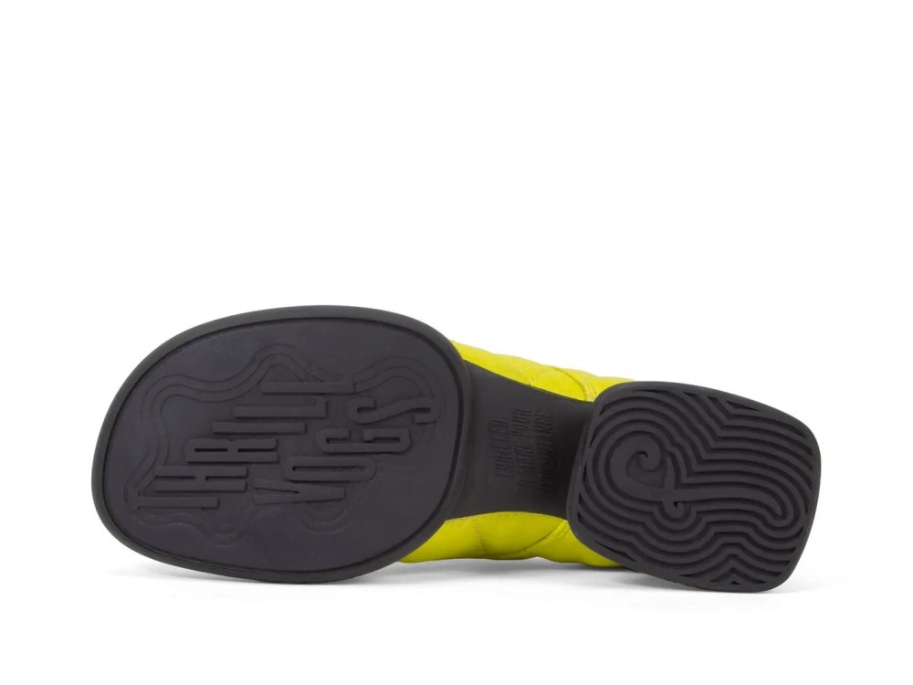 John Fluevog Maika - Neon Yellow | Quilted Lace-Up Heels
