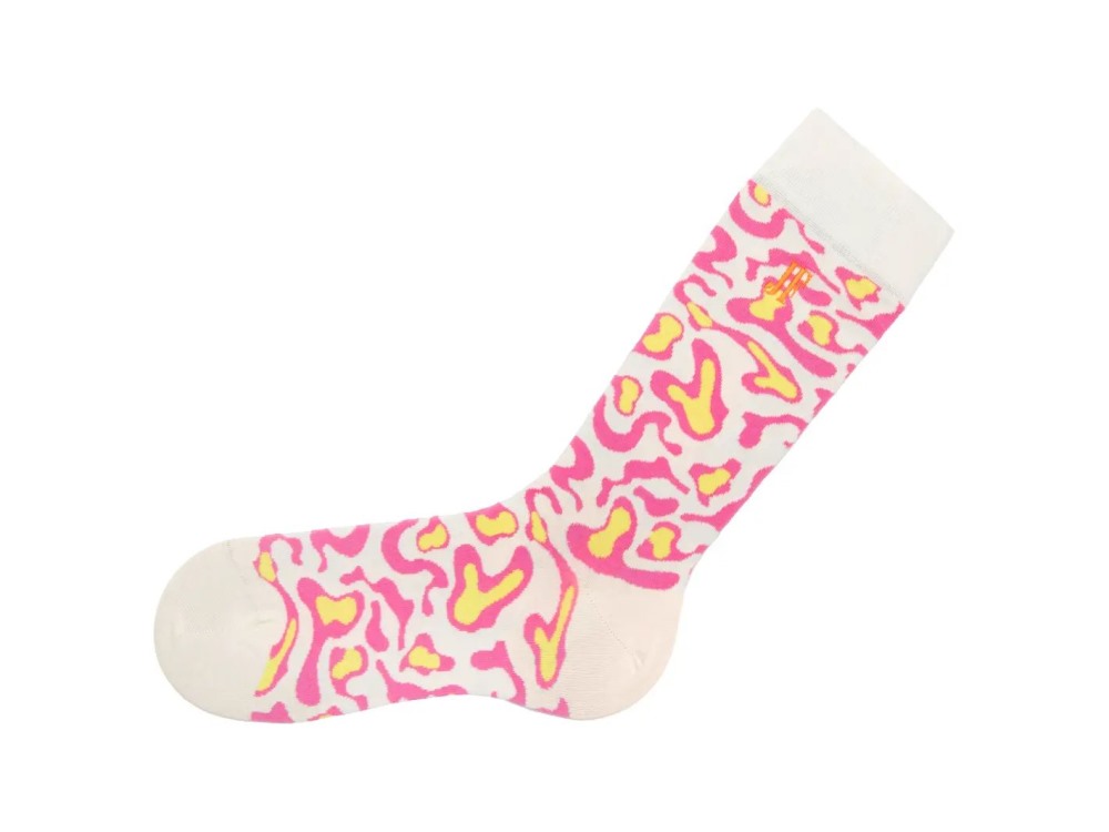 John Fluevog Walter Carl Vog Socks - Cream/Pink | Swirly Blob Socks