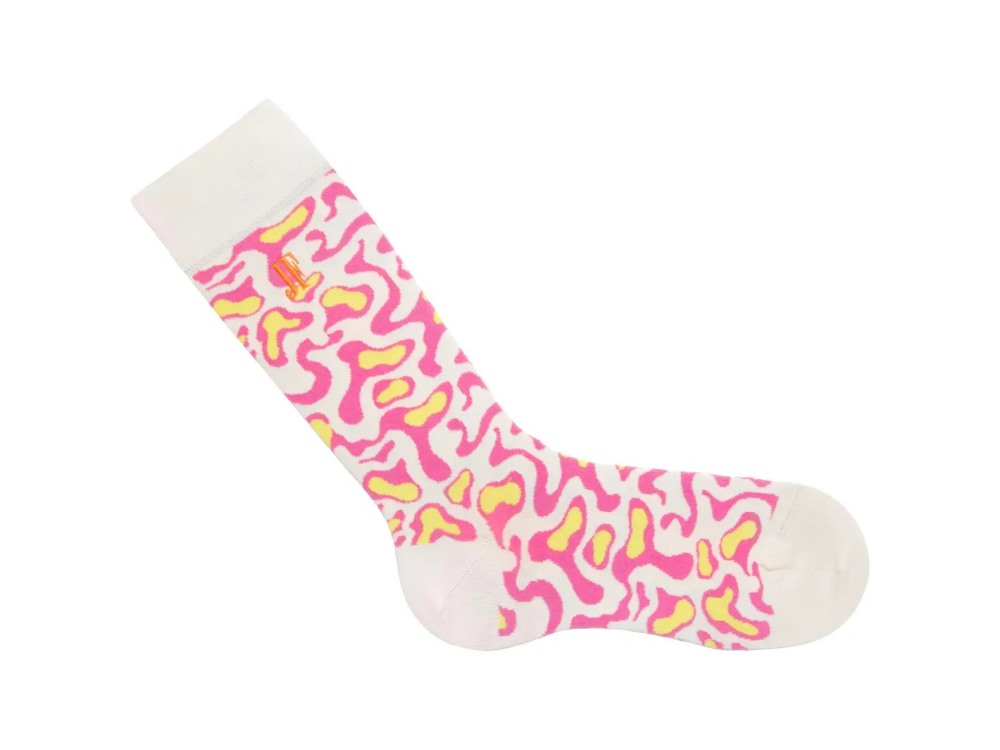 John Fluevog Walter Carl Vog Socks - Cream/Pink | Swirly Blob Socks