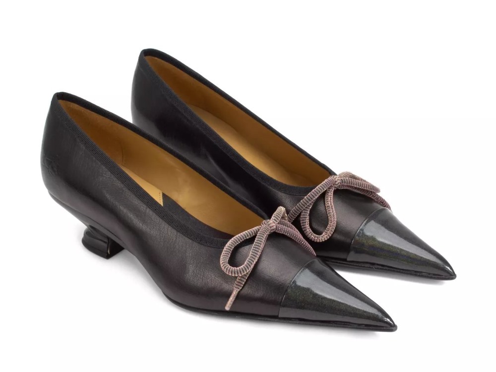 John Fluevog Anita - Black | Pointed Pumps with a Bow