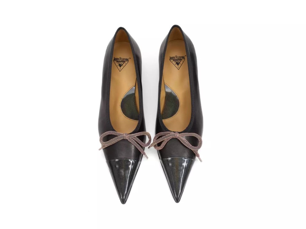 John Fluevog Anita - Black | Pointed Pumps with a Bow