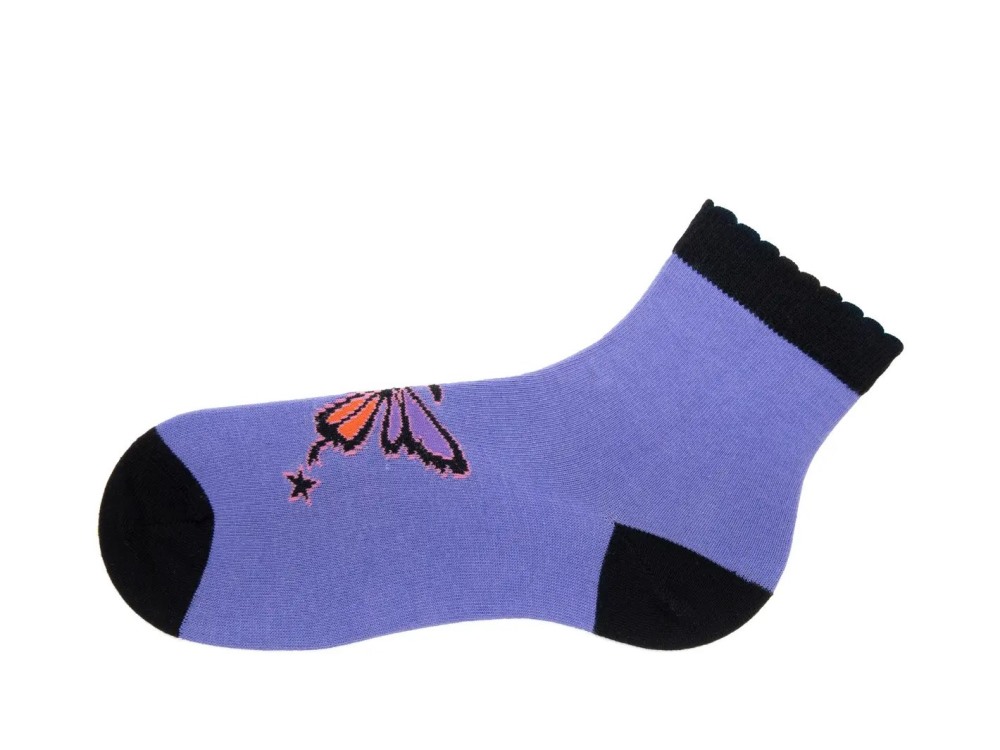 John Fluevog BonBon - Purple/Black | Scallop Cuff Socks
