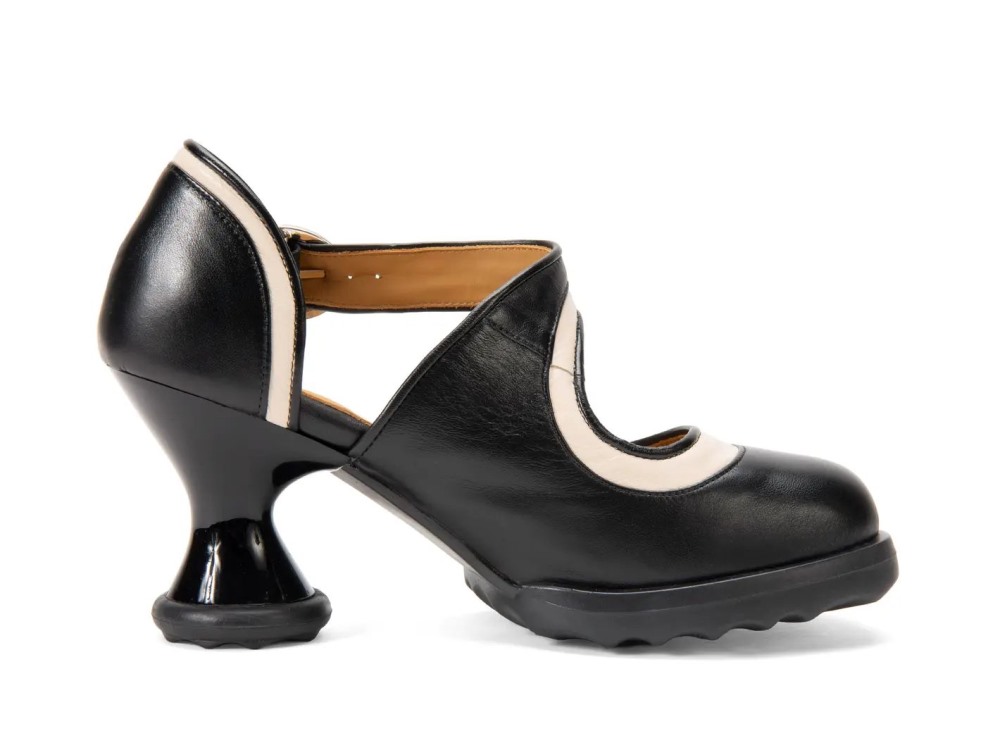John Fluevog Elif - Black/Cream | Mary Jane Heels