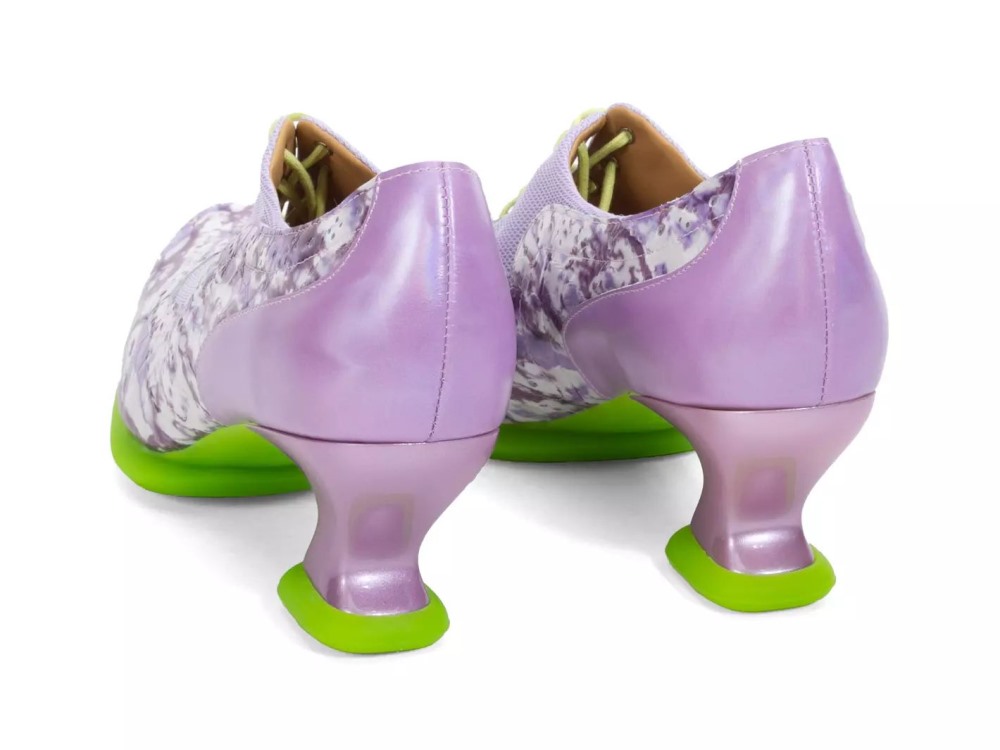 John Fluevog Hatha - Purple/Green | Lace-Up Heels with Mesh