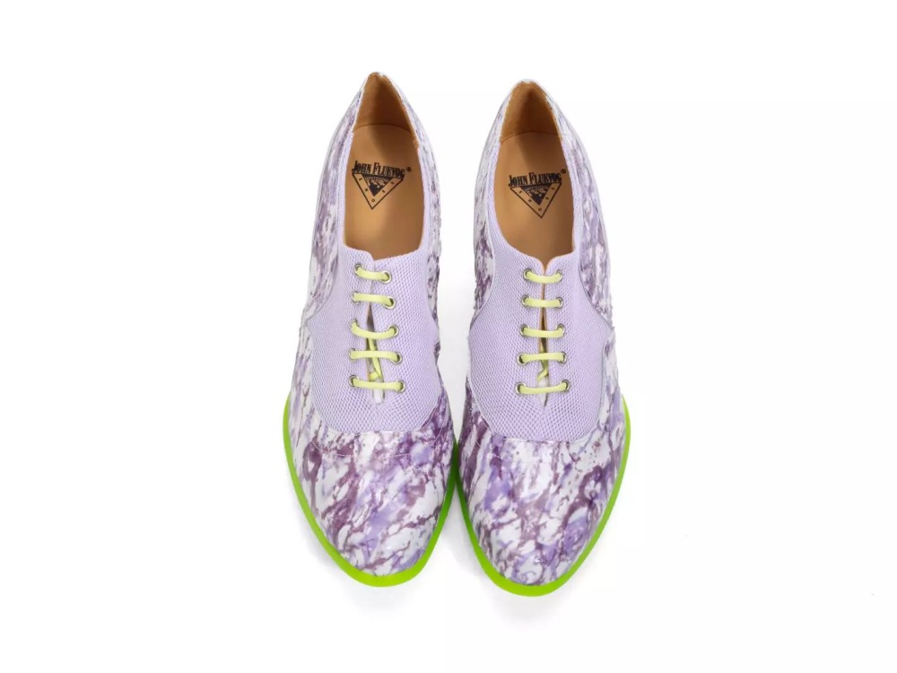 John Fluevog Hatha - Purple/Green | Lace-Up Heels with Mesh