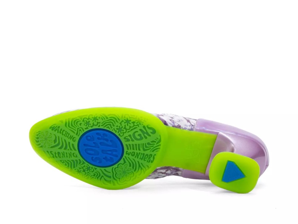 John Fluevog Hatha - Purple/Green | Lace-Up Heels with Mesh