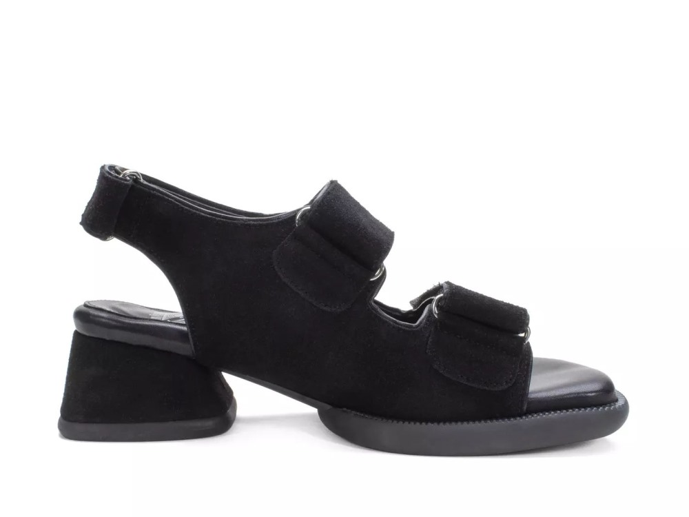 John Fluevog Neve - Black | Velcro Leather Sandals