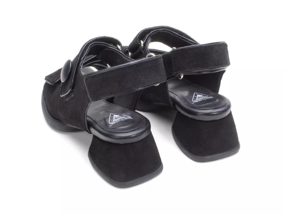 John Fluevog Neve - Black | Velcro Leather Sandals