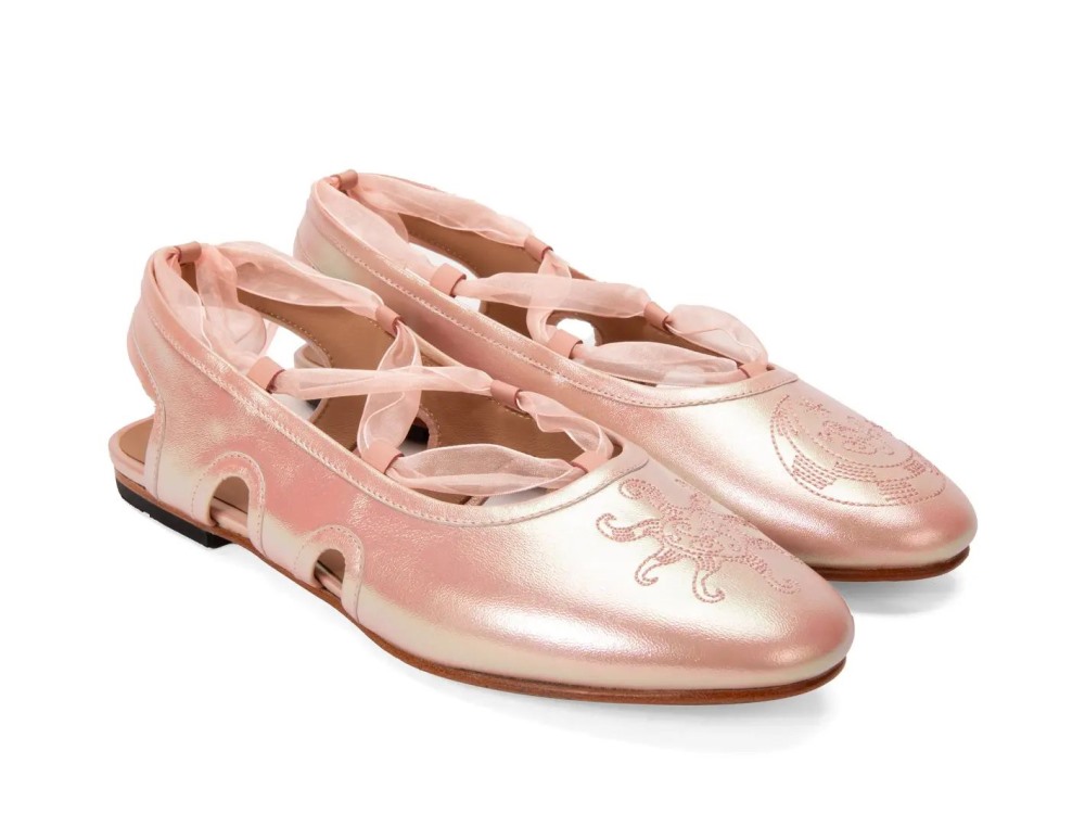 John Fluevog Sissone - Pink | Lace-Up Ballet Sandal Flats