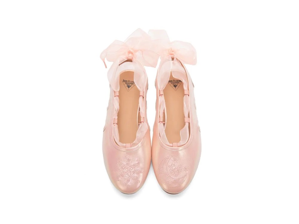 John Fluevog Sissone - Pink | Lace-Up Ballet Sandal Flats