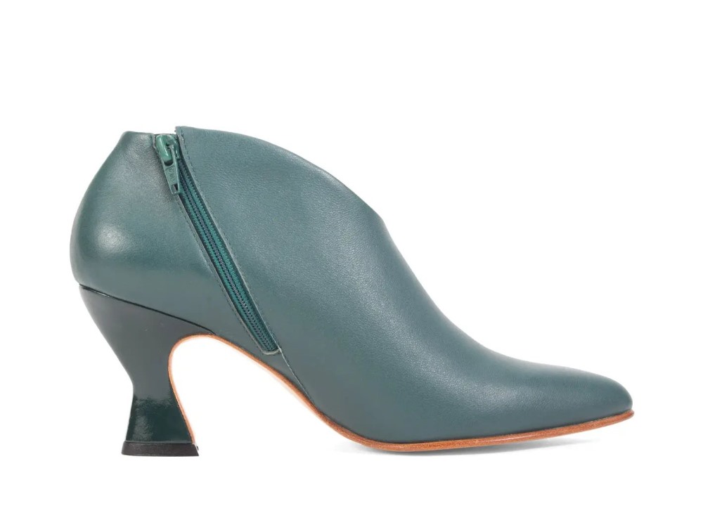 John Fluevog Edie - Evergreen | Sexy Asymmetrical Leather Pumps