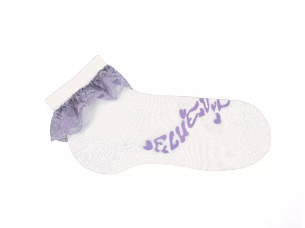 John Fluevog Fiona Vog Socks - Off White | Lace cuff sock