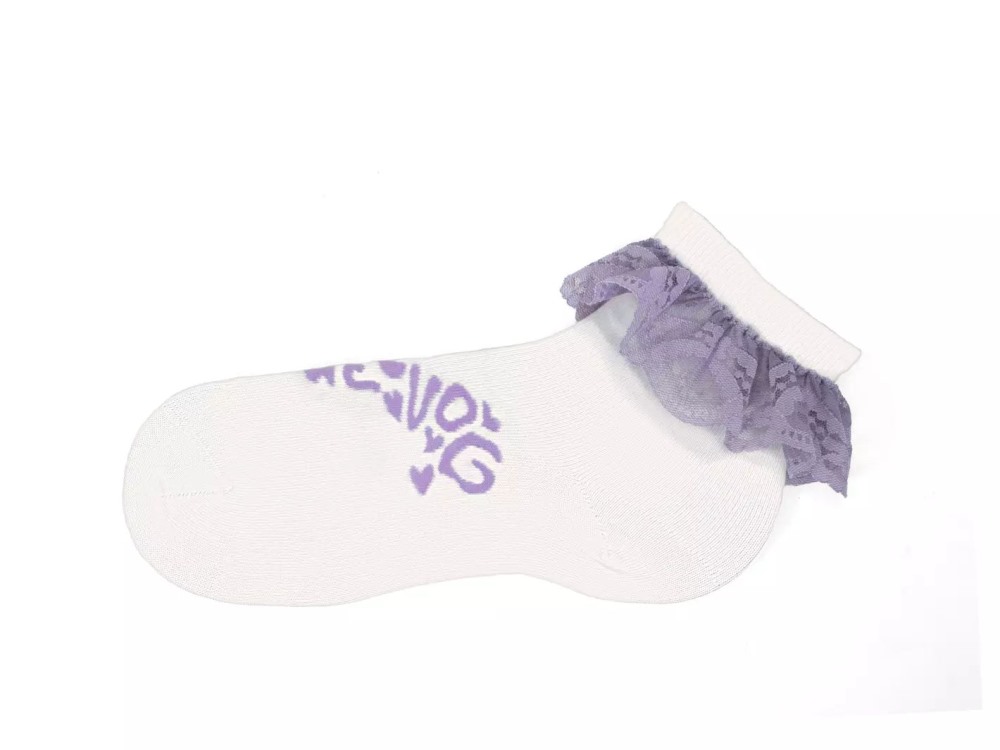John Fluevog Fiona Vog Socks - Off White | Lace cuff sock