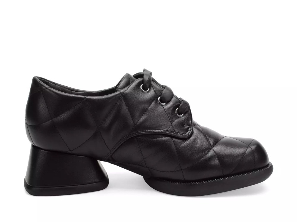 John Fluevog Maika - Black | Quilted Lace-Up Heels