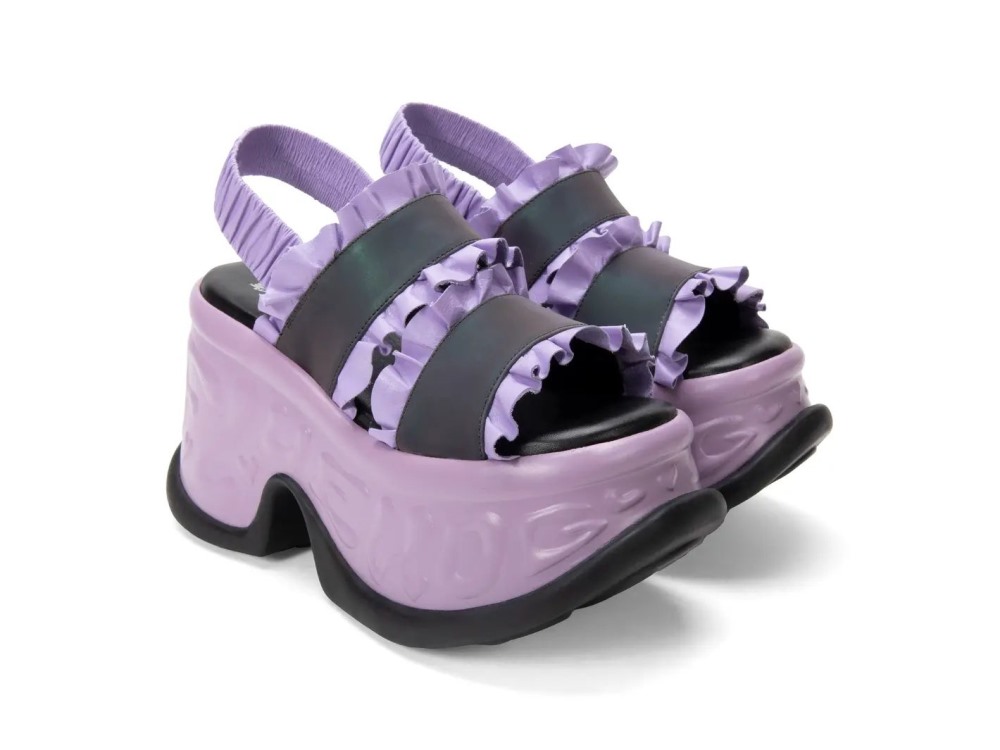 John Fluevog Harriet - Purple Reflective | Platform Slingback Sandals