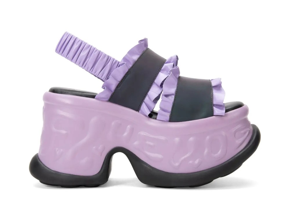 John Fluevog Harriet - Purple Reflective | Platform Slingback Sandals