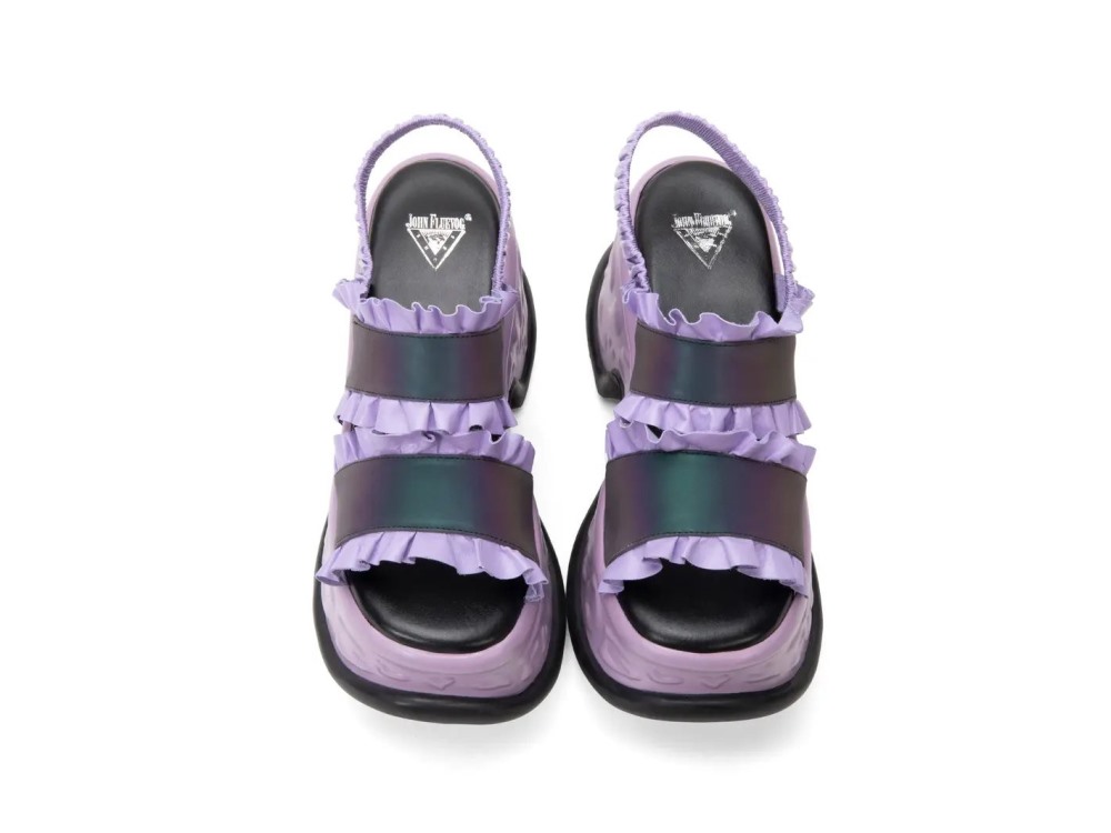 John Fluevog Harriet - Purple Reflective | Platform Slingback Sandals