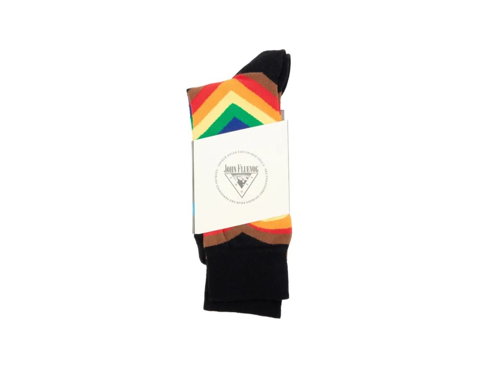 John Fluevog Baobao Vog Socks - Black/Multi | Radiating Heart Socks