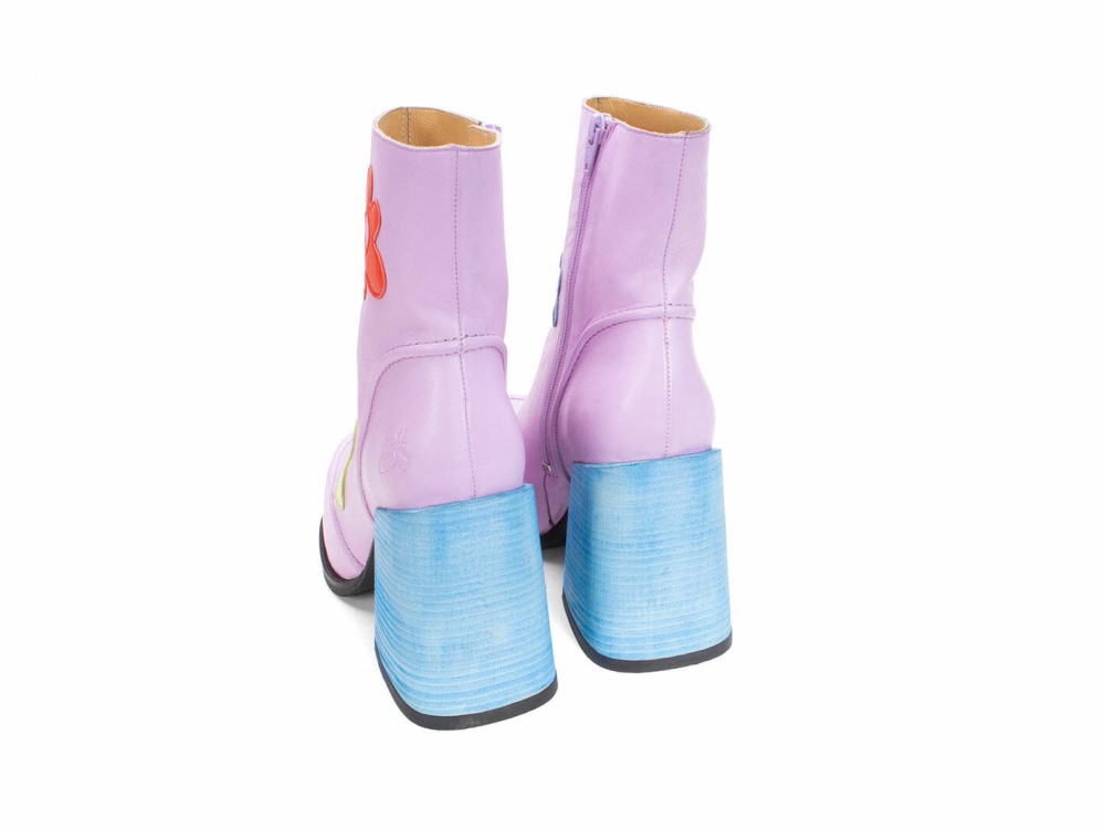 John Fluevog Rory - Purple/Multi Floral | Flower Zip-Up Boots