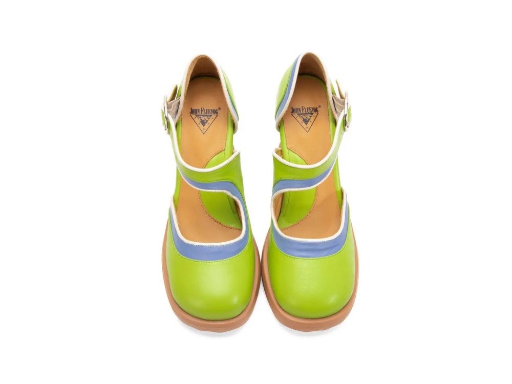 John Fluevog Elif - Green/Blue | Mary Jane Heels