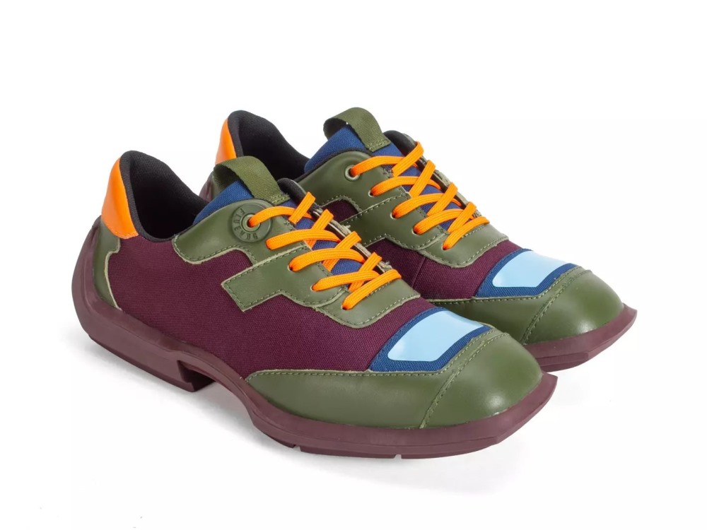 John Fluevog Ethan - Green/Purple/Orange | Mesh-Lined Lace-Up Shoes
