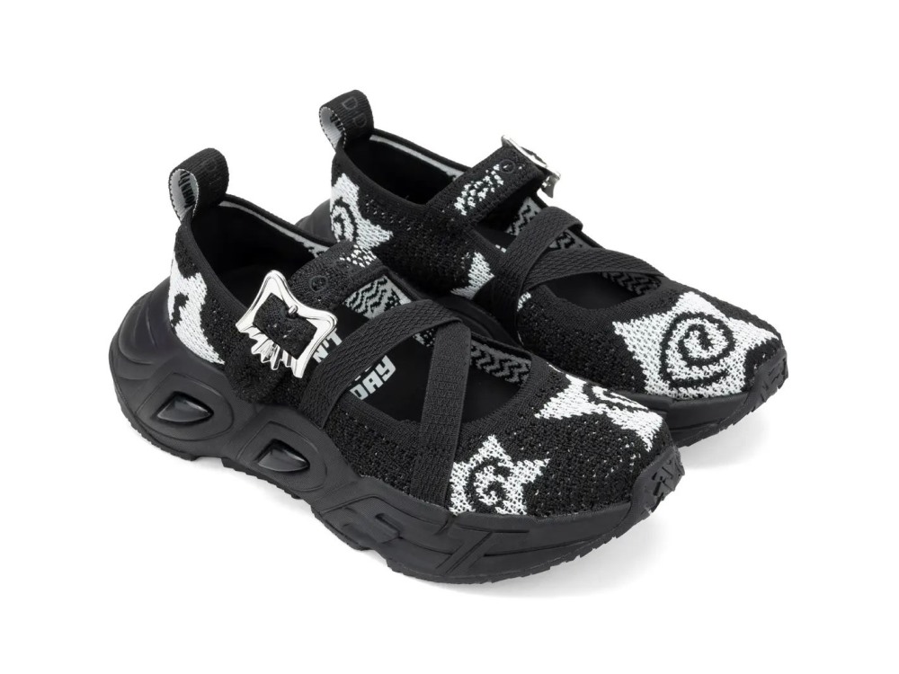John Fluevog Swift Star - Black/White | Mesh Mary Jane Sneakers
