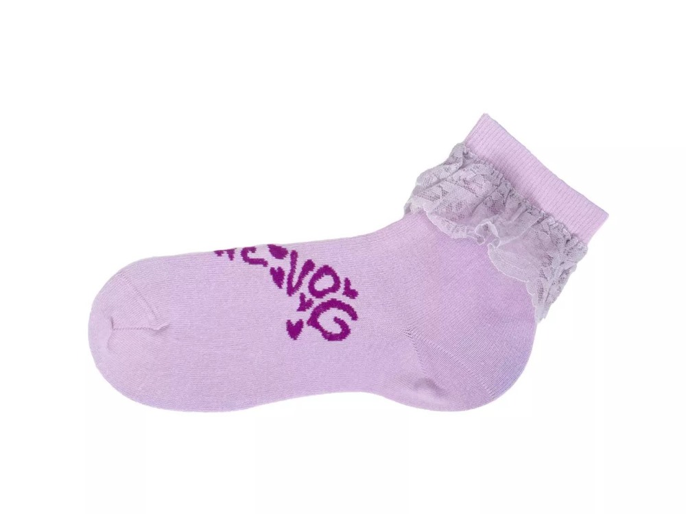 John Fluevog Fiona Vog Socks - Lavender | Lace cuff sock