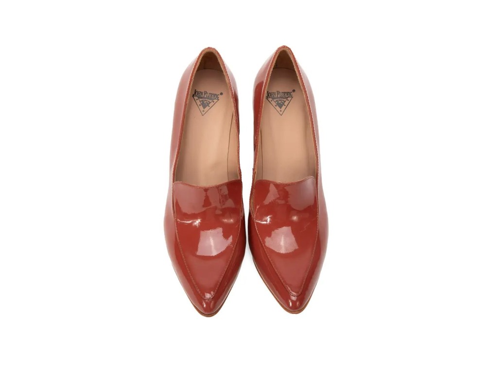 John Fluevog Davis - Reddish Brown | Classy Loafer Heels