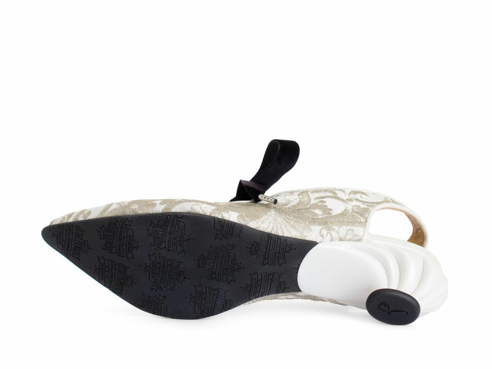 John Fluevog Ficta - Cream | Elegant Slingback Heels