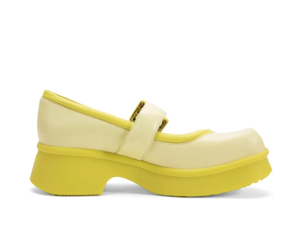 John Fluevog Delight - Yellow | Classic Mary Janes with Puffy Strap
